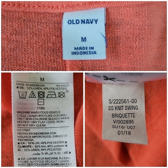 Old Navy Linen Blend Short Sleeve Flowy Swing Dress Women's Size M Coral Orange - Picture 3 of 5